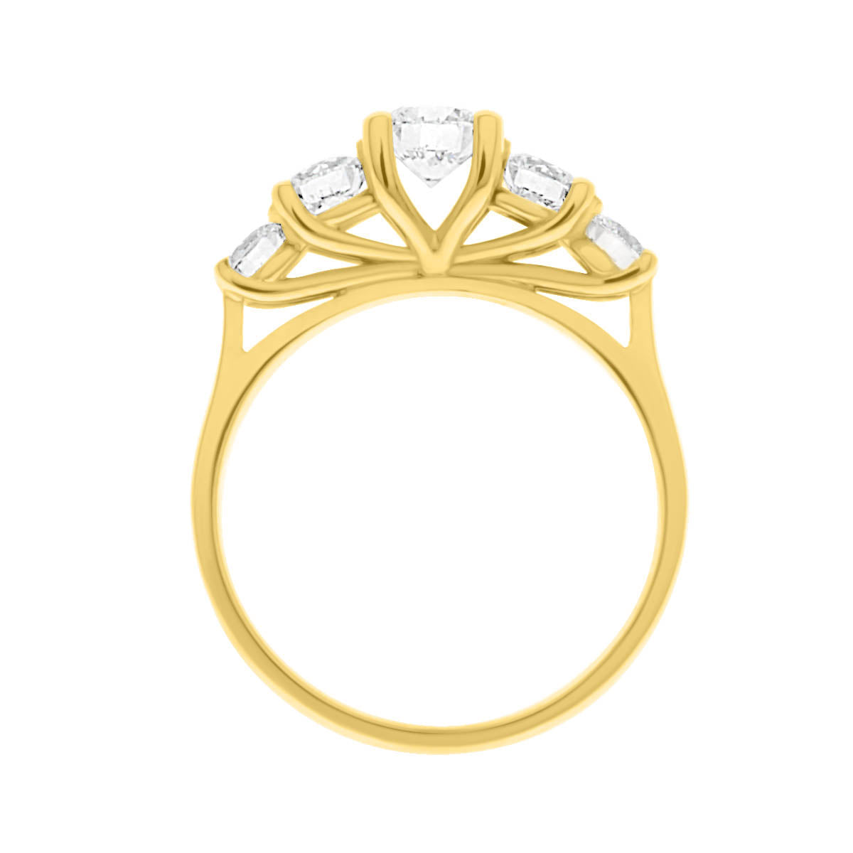 Five Stone Round Cut Diamond Engagement Ring with Yellow Gold Set Band - 'Nina’