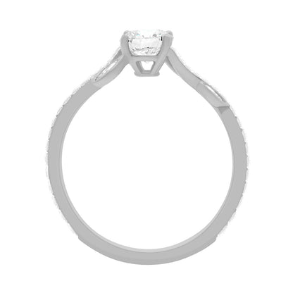Floral Engagement Ring made from platinum in an upright perspective