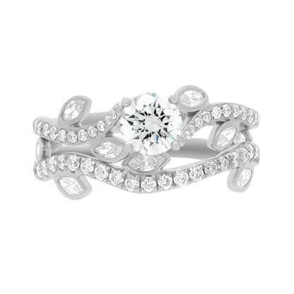 Floral Engagement Ring made from platinum with a matching diamond wedding ring