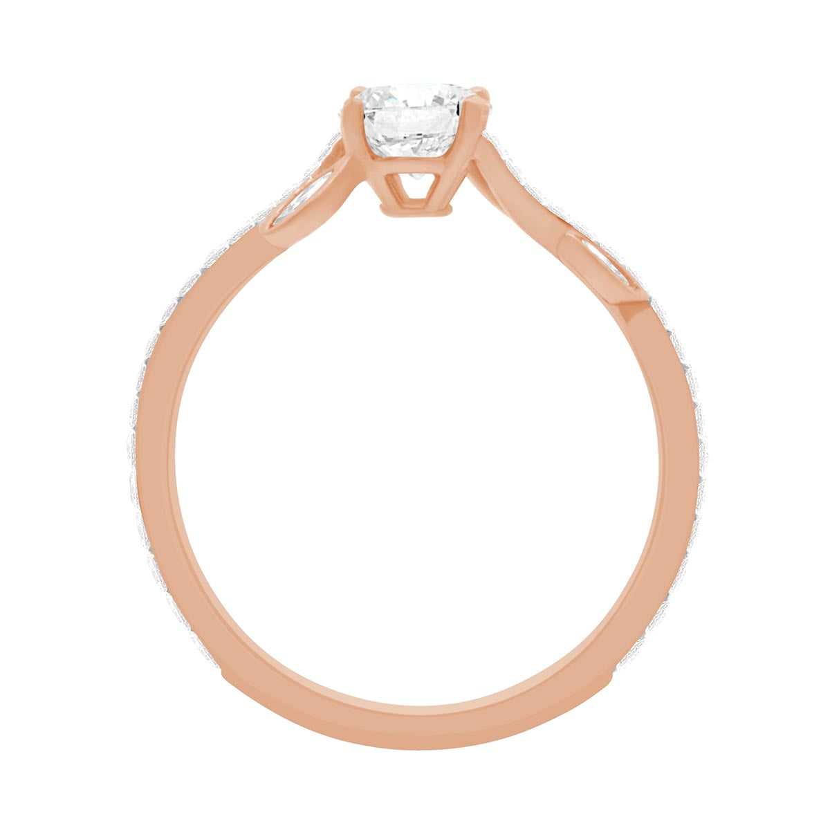 Floral Engagement Ring made from Red gold in an upstanding position