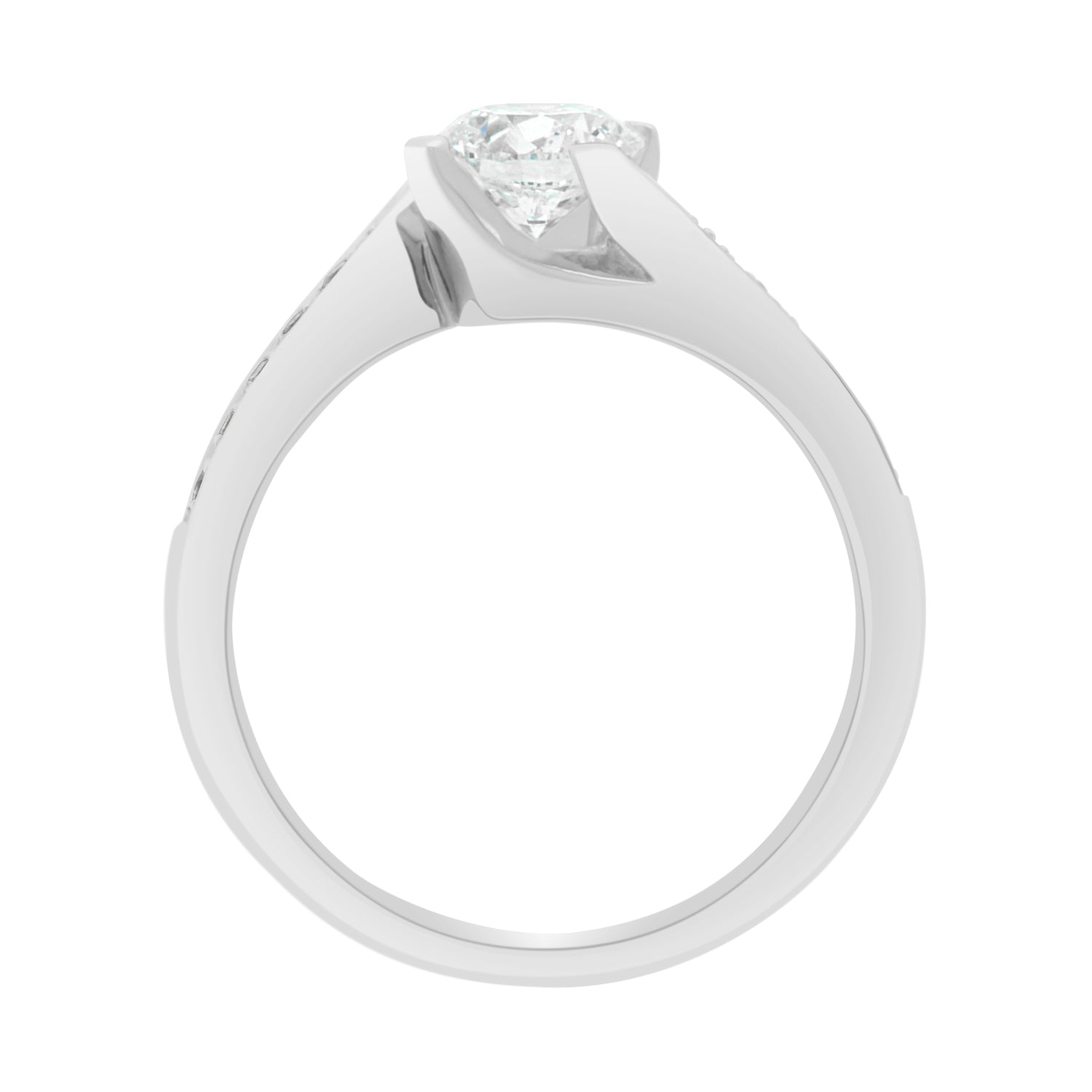 Round Cut Diamond Four-Claw Twist Engagement Ring with Platinum Band - 'Tess DS'