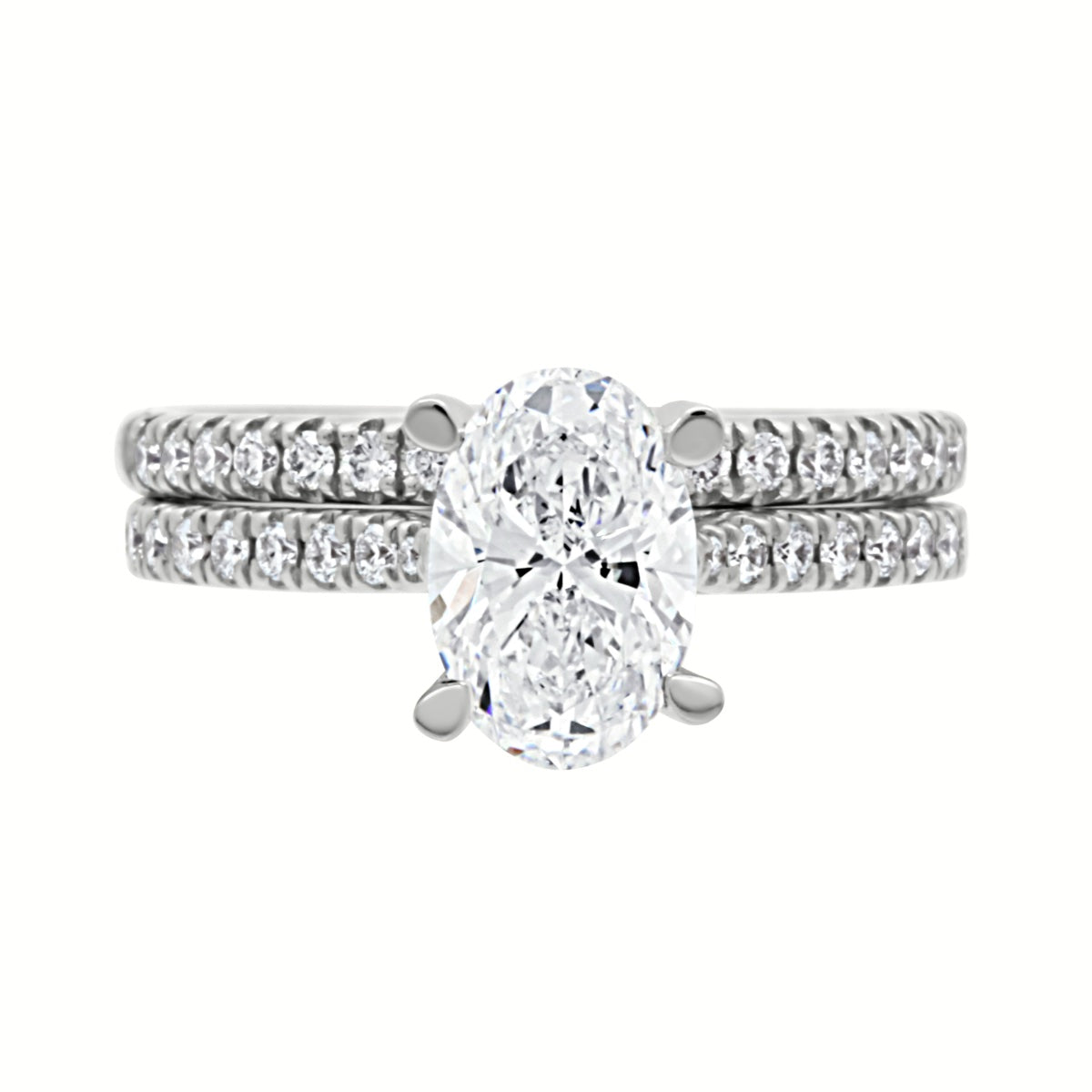 Oval cut Diamond with diamond Shoulders Geri Oval DS in White Gold Band