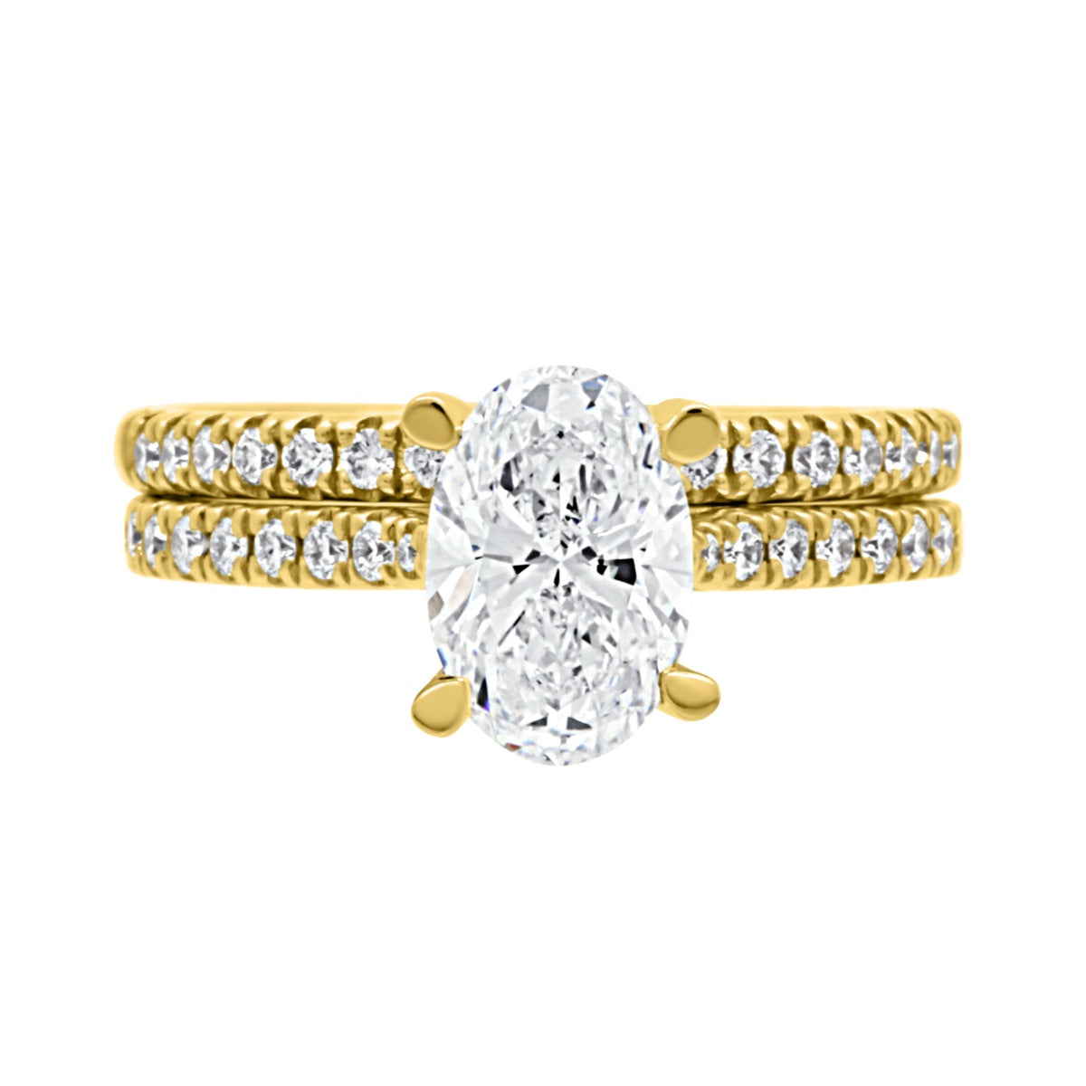 Oval cut Diamond with diamond Shoulders Geri Oval DS in Yellow Gold Band