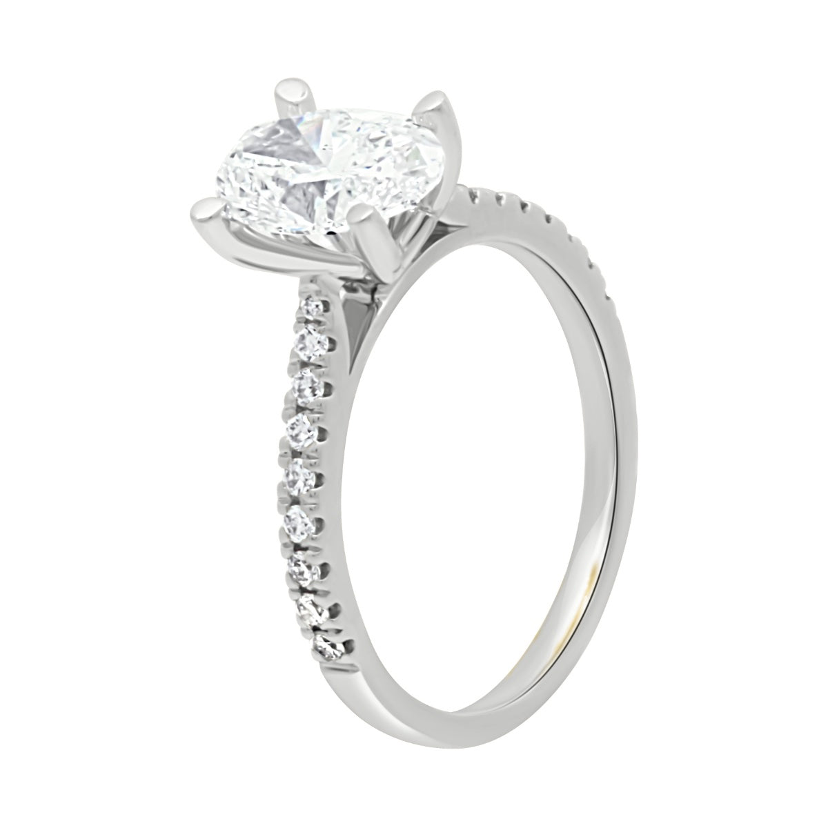 Oval cut Diamond with diamond Shoulders Geri Oval DS in White Gold Band