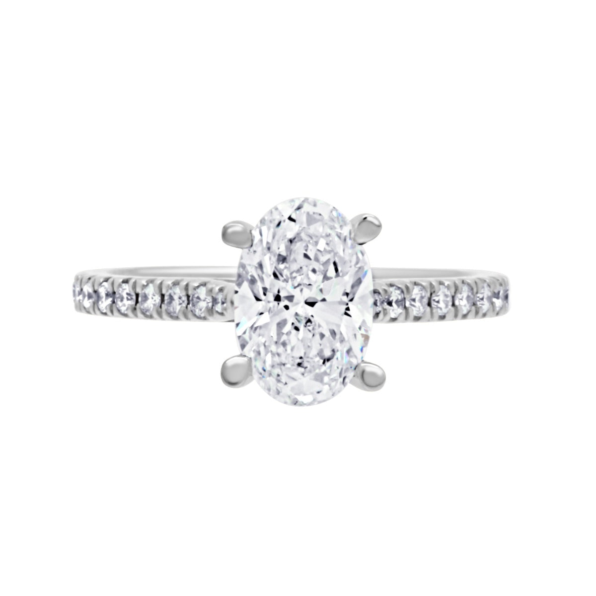 Oval cut Diamond with diamond Shoulders Geri Oval DS in White Gold Band