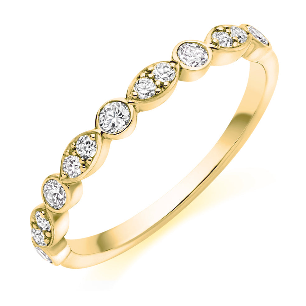 Grain Set And Bezel Set Diamond Eternity Ring 0.35 ct in 18kt yellow gold