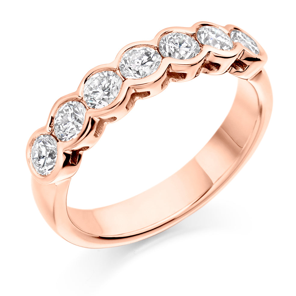 Bezel Or Rub-Over Setting 1 carat diamonds in rose gold