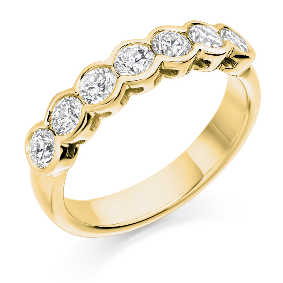 Bezel Or Rub-Over Setting 1 carat diamonds in yellow gold