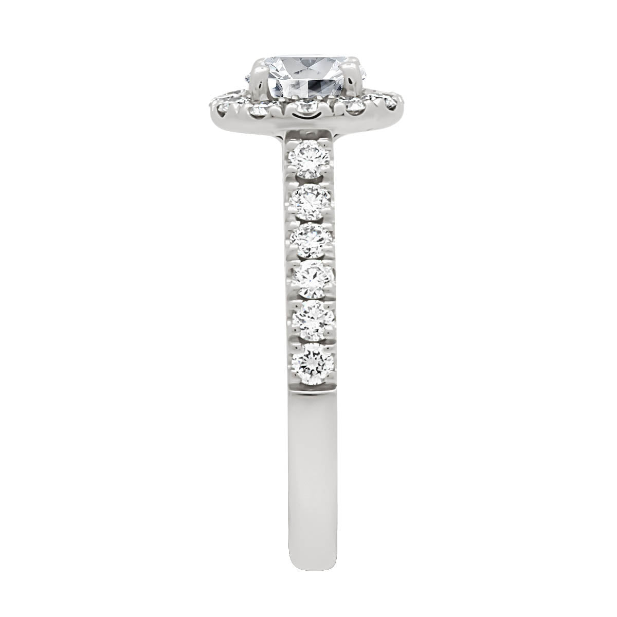 Round Cut Halo Diamond Engagement Ring with Platinum Band - 'Gillian'