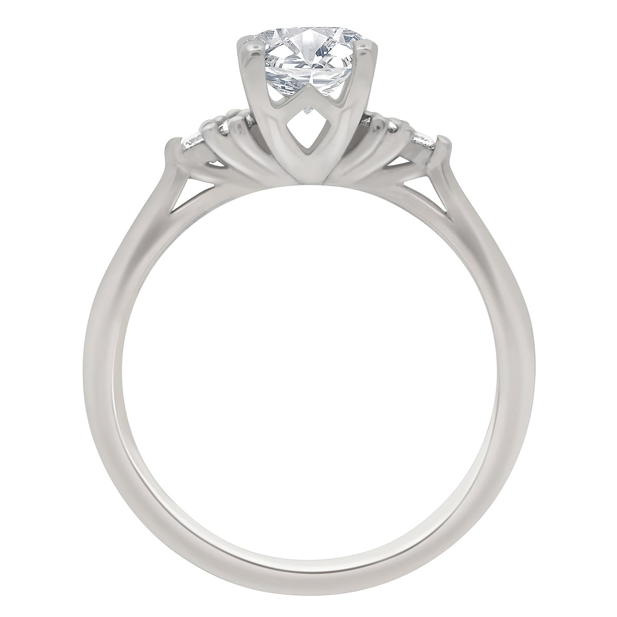 Handmade Engagement Ring in white gold standing vertical