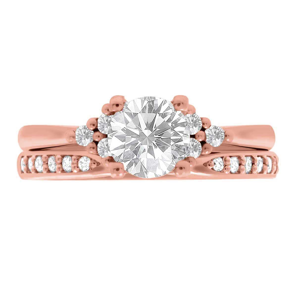 Handmade Engagement Ring in rose gold with a diamond wedding ring