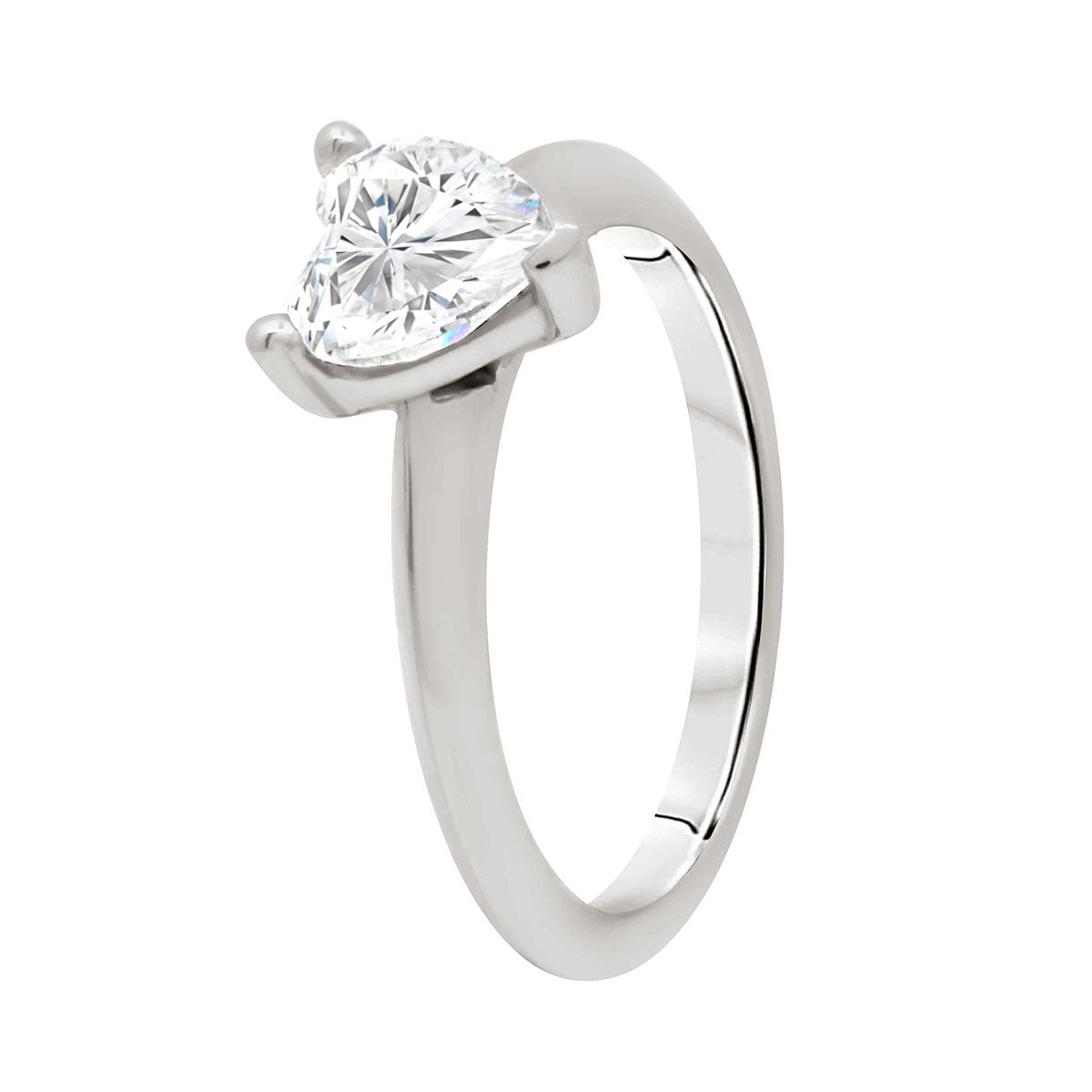 Heart Shape Diamond Ring IN WHITE GOLD in angled upright aspect