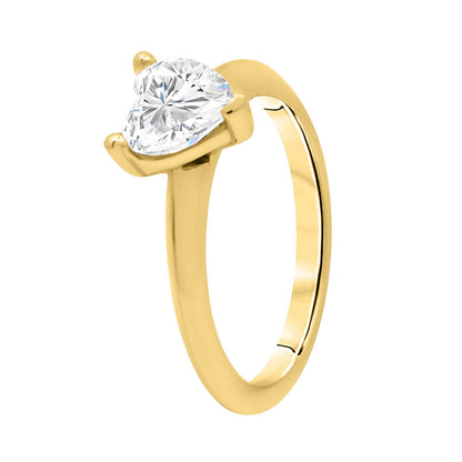 Heart Shape Diamond Ring IN yellow GOLD in vertical angled position