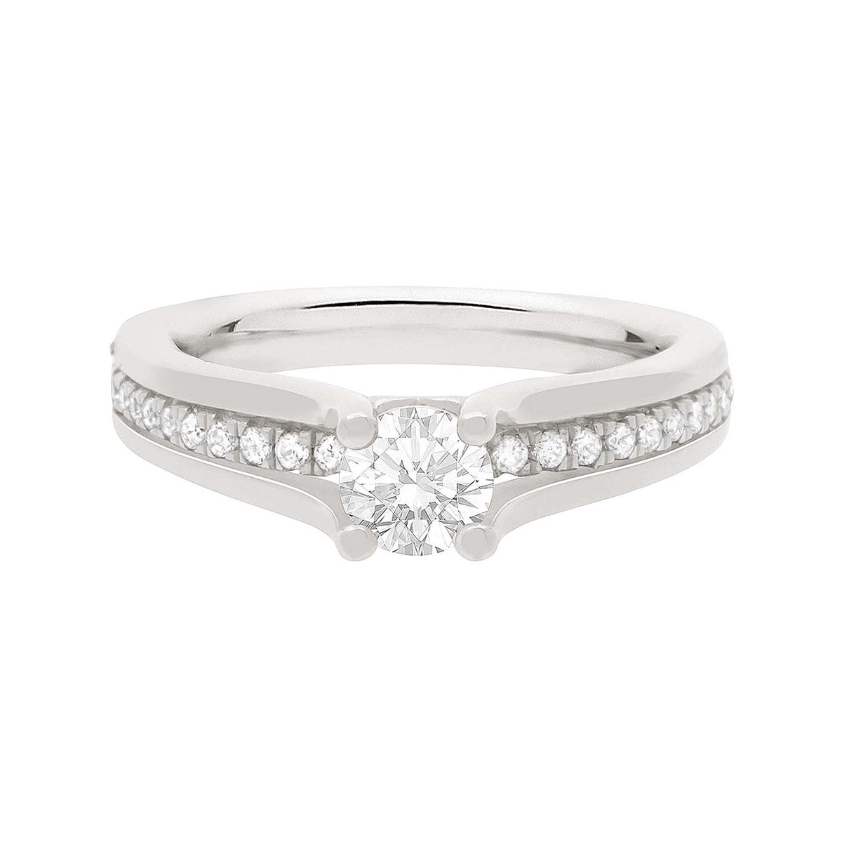 Round Cut Diamond Hidden Heart Detail Engagement Ring with Platinum Band - 'Mandy'