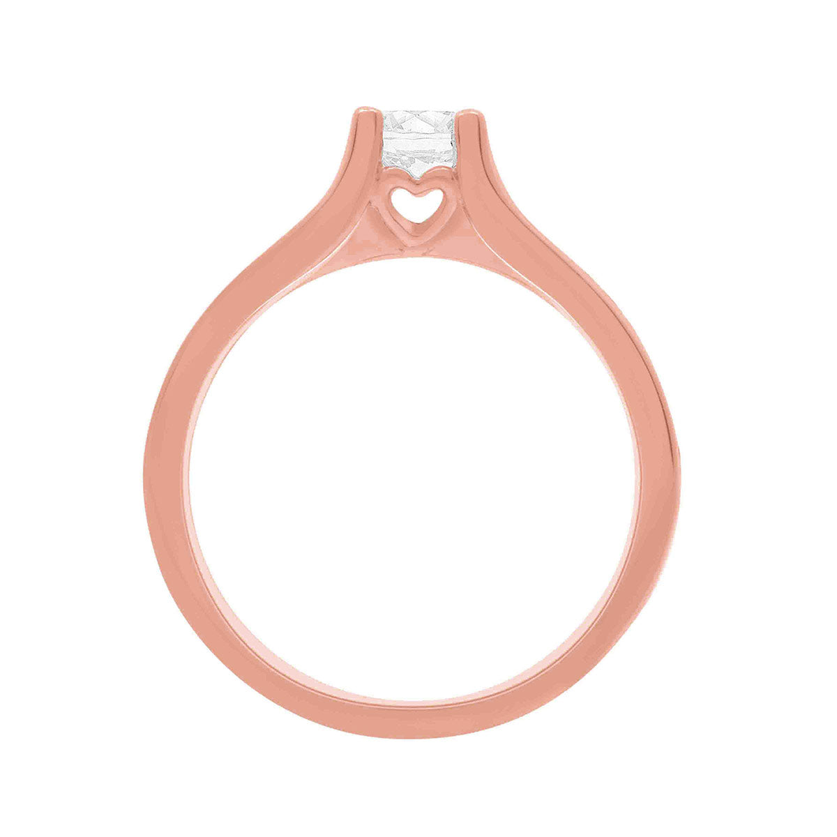 Round Cut Diamond Hidden Heart Detail Engagement Ring with Rose Gold Band - 'Mandy'