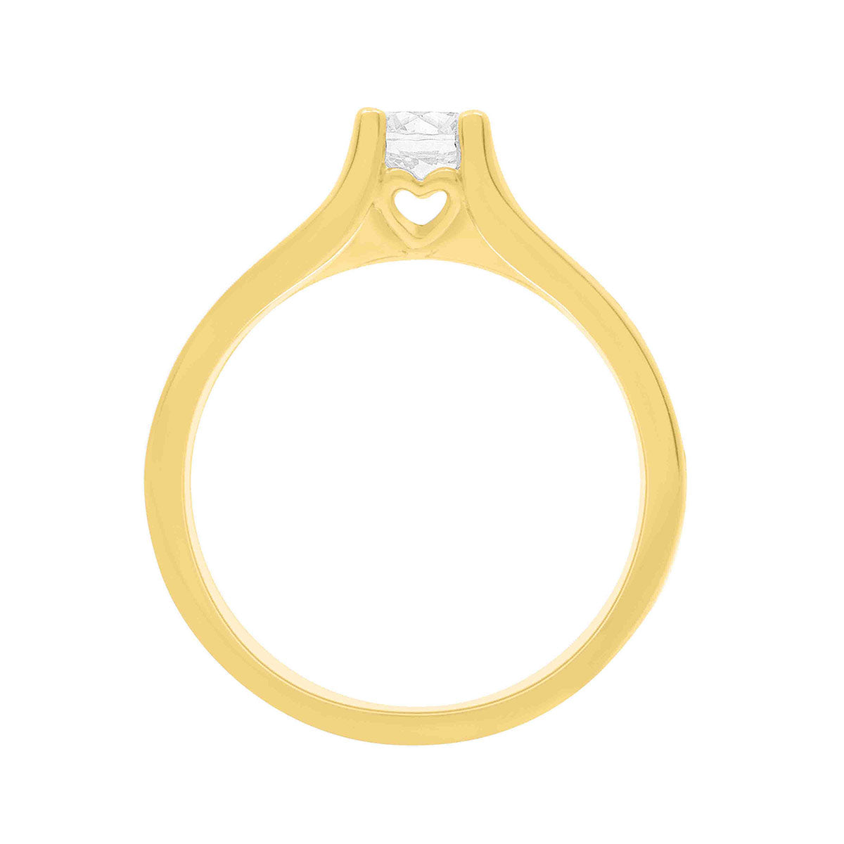 Round Cut Diamond Hidden Heart Detail Engagement Ring with Yellow Gold Band - 'Mandy'