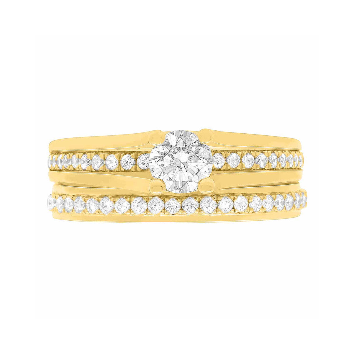 Round Cut Diamond Hidden Heart Detail Engagement Ring with Yellow Gold Band - 'Mandy'