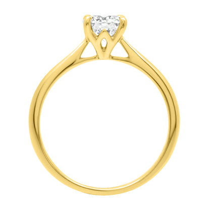 Hidden Diamond Detail engagement ring in yellow gold standing upright