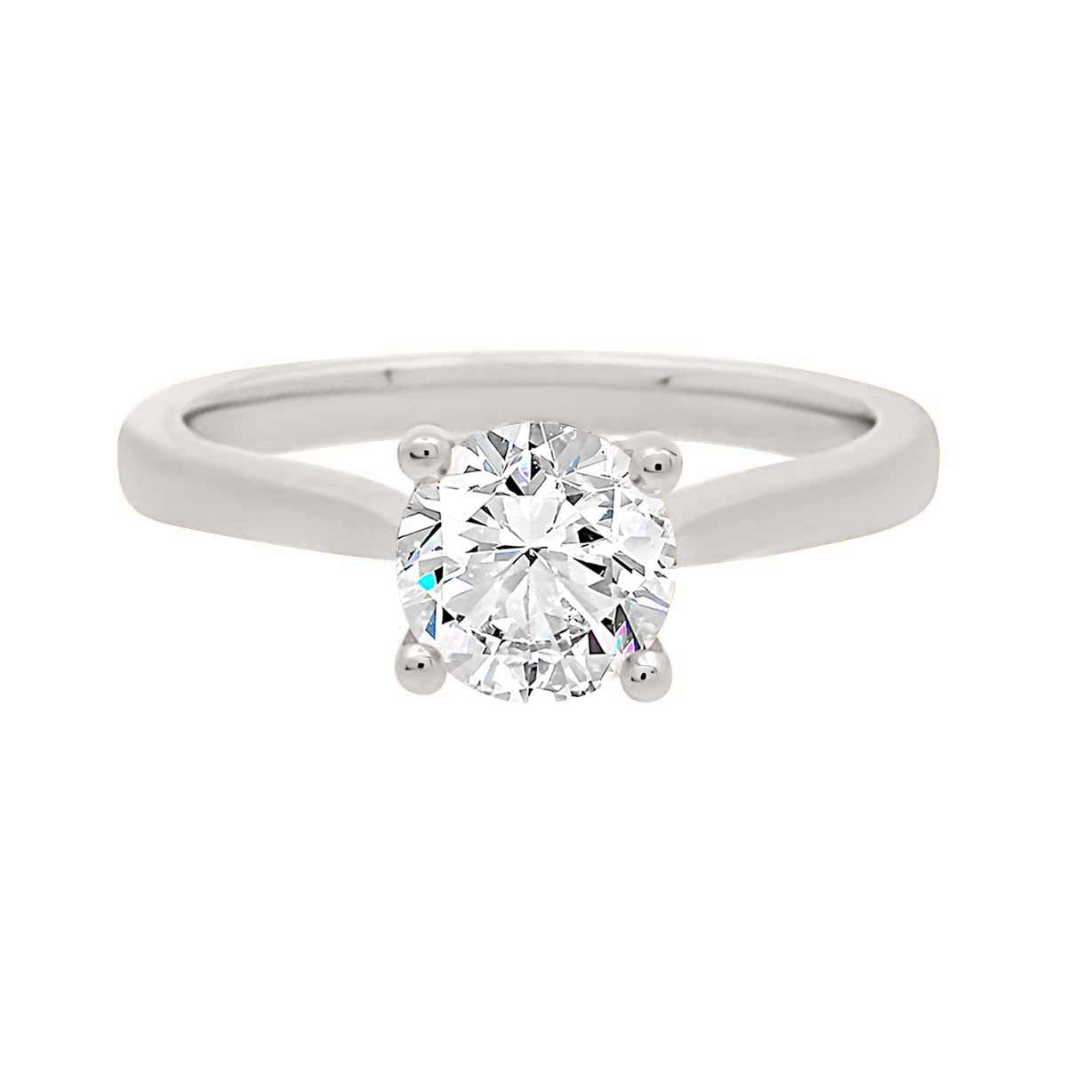 Hidden Halo Solitaire Engagement Ring in white gold laying flat