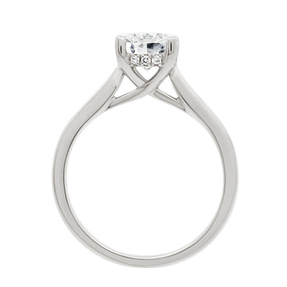 Hidden Halo Solitaire Engagement Ring in white gold in upright position