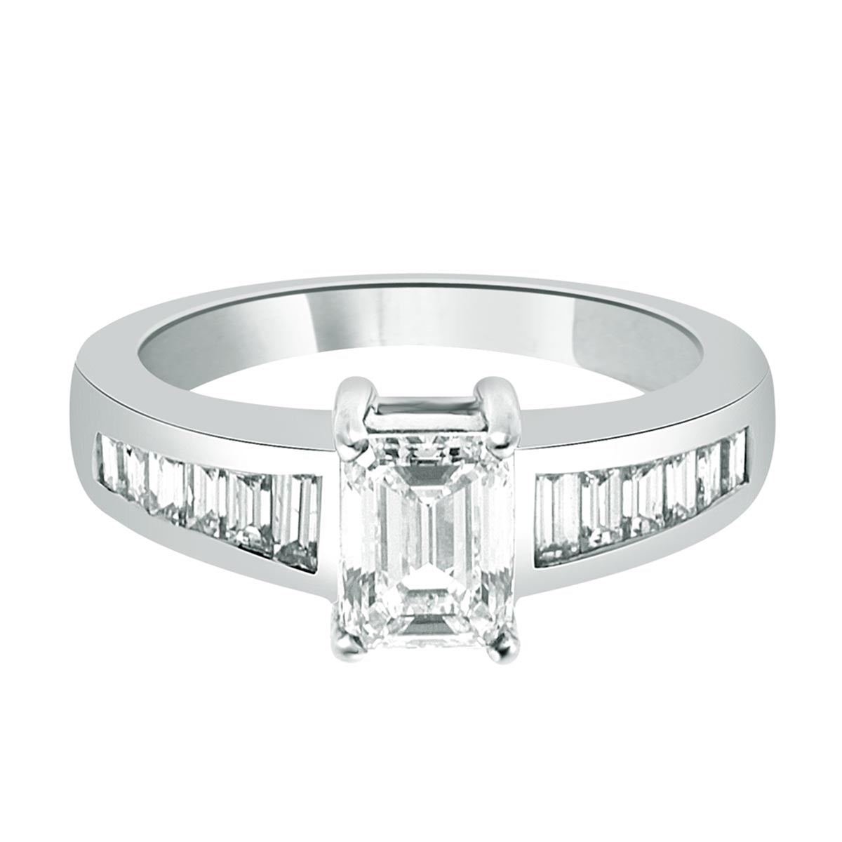 Emerald Cut Engagement Ring made from platinum