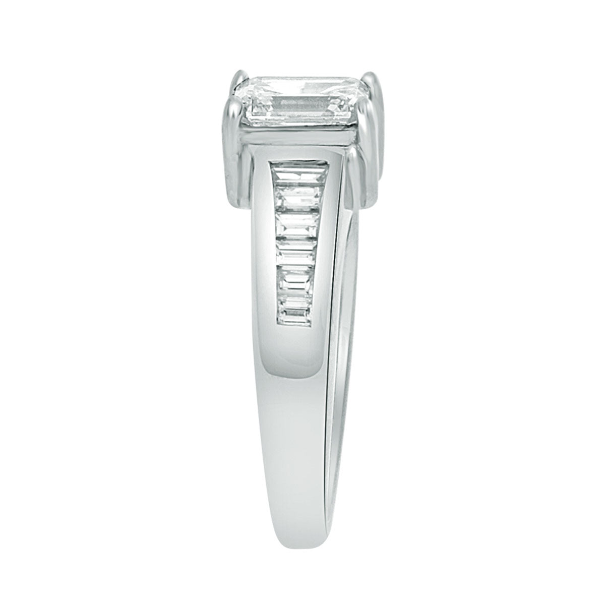 Emerald Cut Diamond Engagement Ring with Platinum Set Band - 'Maria'