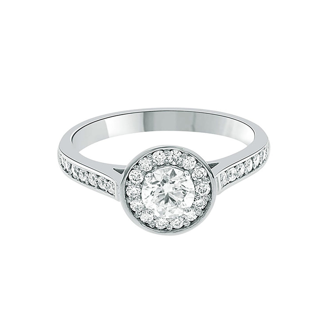 Round Halo Engagement Ring in white gold