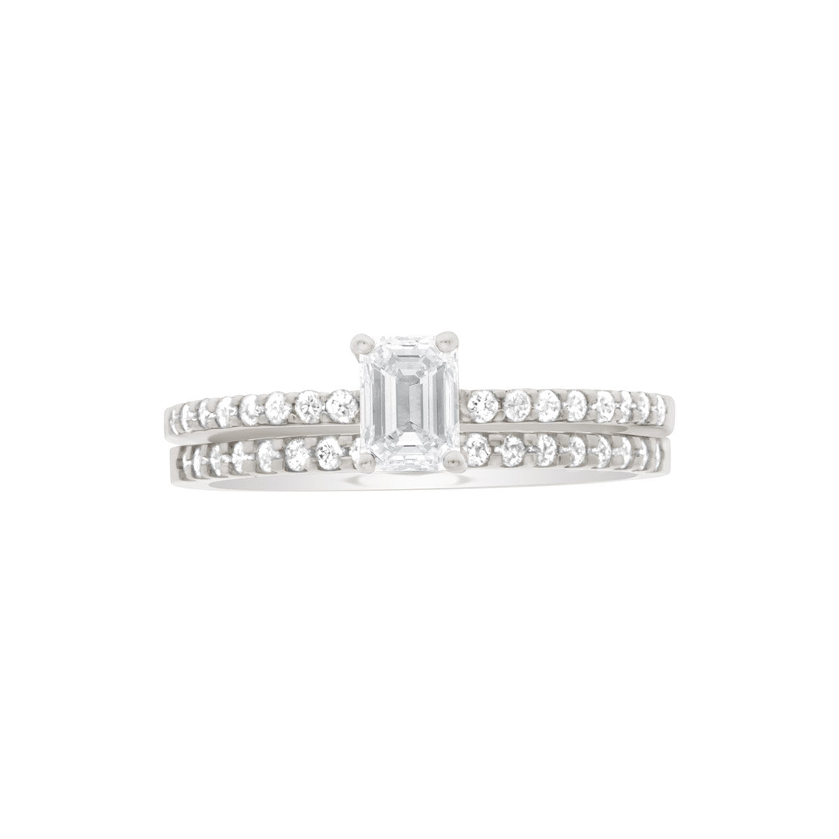 Emerald Cut Diamond Solitaire Engagement Ring with Platinum Set Band - 'Amy'