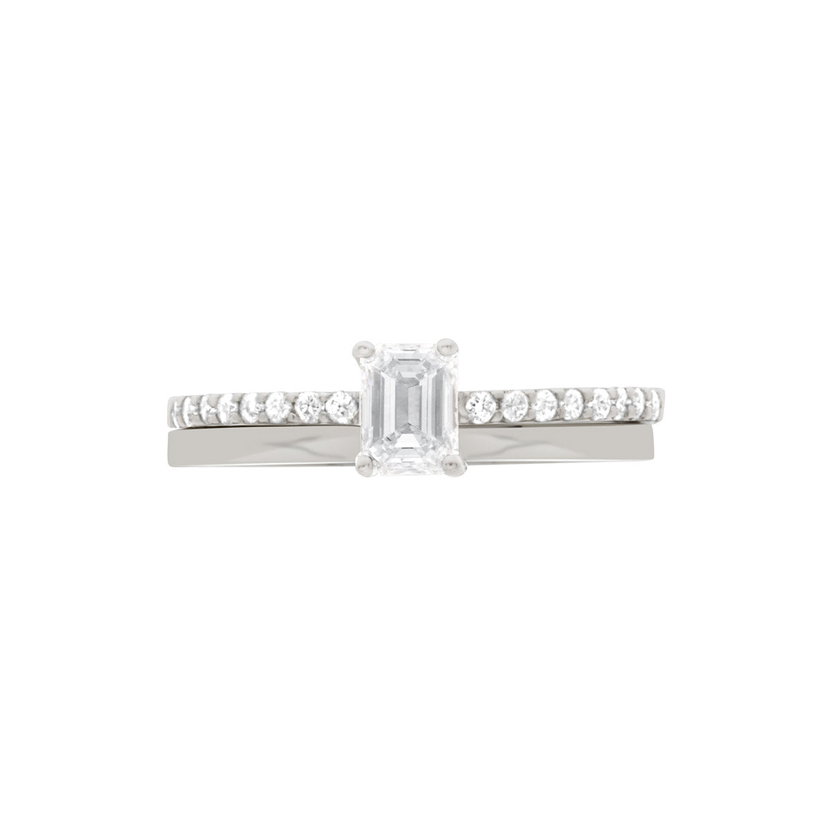 Emerald Cut Diamond Solitaire Engagement Ring with Platinum Set Band - 'Amy'