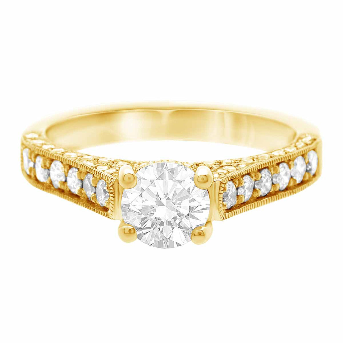 Diamond Encrusted Engagement Ring made in yellow gold