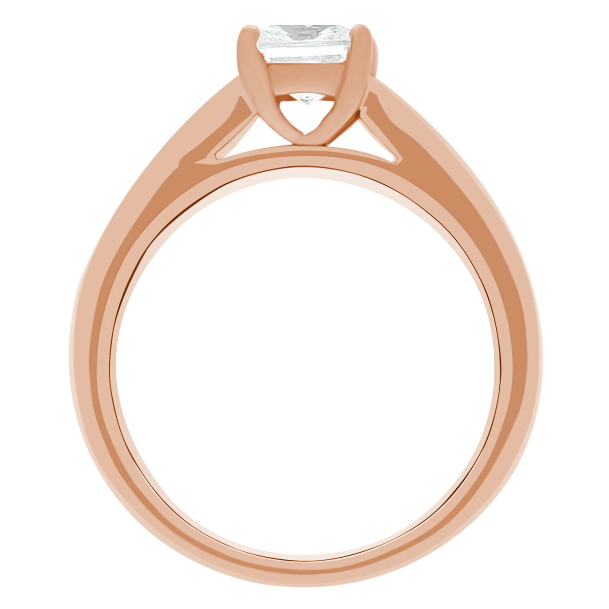 Fancy Cut Diamond Ring made from rose gold and standing upright