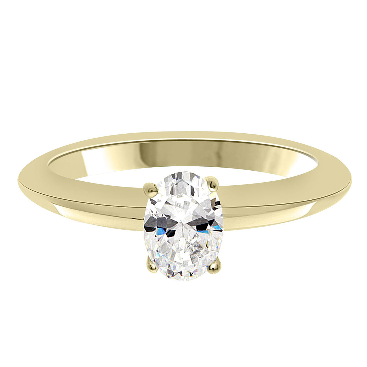 Knife Edge Band Engagement Ring in yellow gold metal