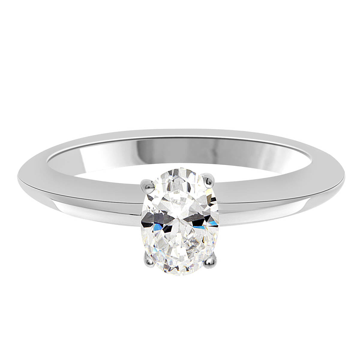 Oval Cut Diamond Engagement Ring with Platinum Knife Edge Band - 'Tara'