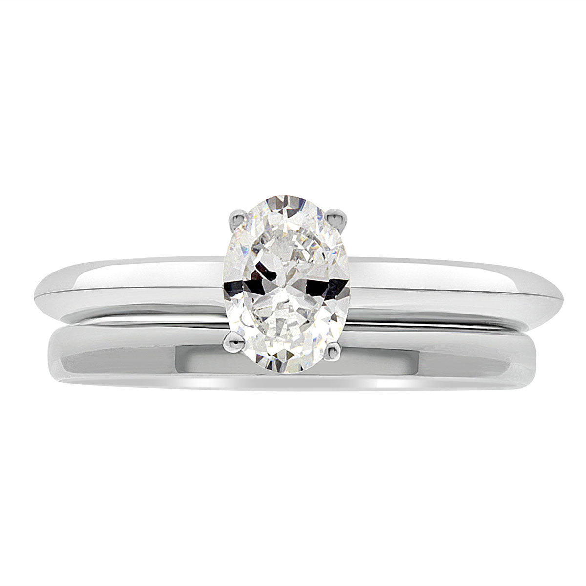 Oval Cut Diamond Engagement Ring with Platinum Knife Edge Band - 'Tara'