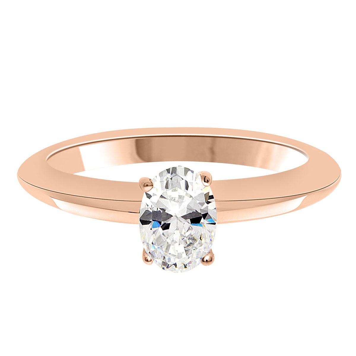 Knife Edge Band Engagement Ring in rose gold metal