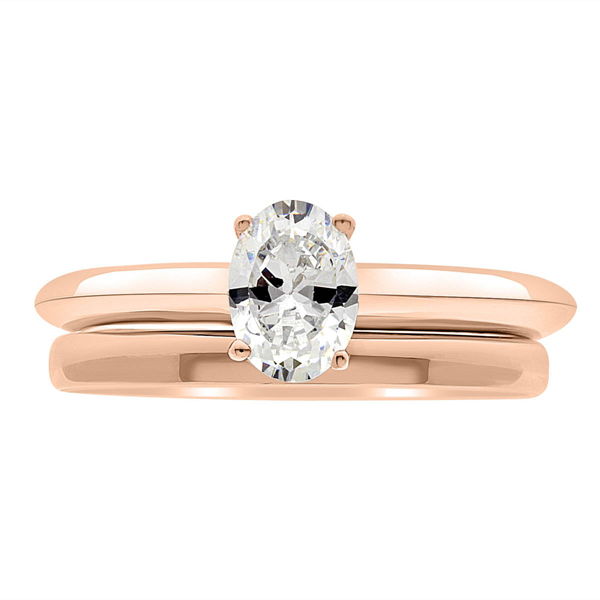 Knife Edge Band Engagement Ring in yellow gold metal with a plain wedding band
