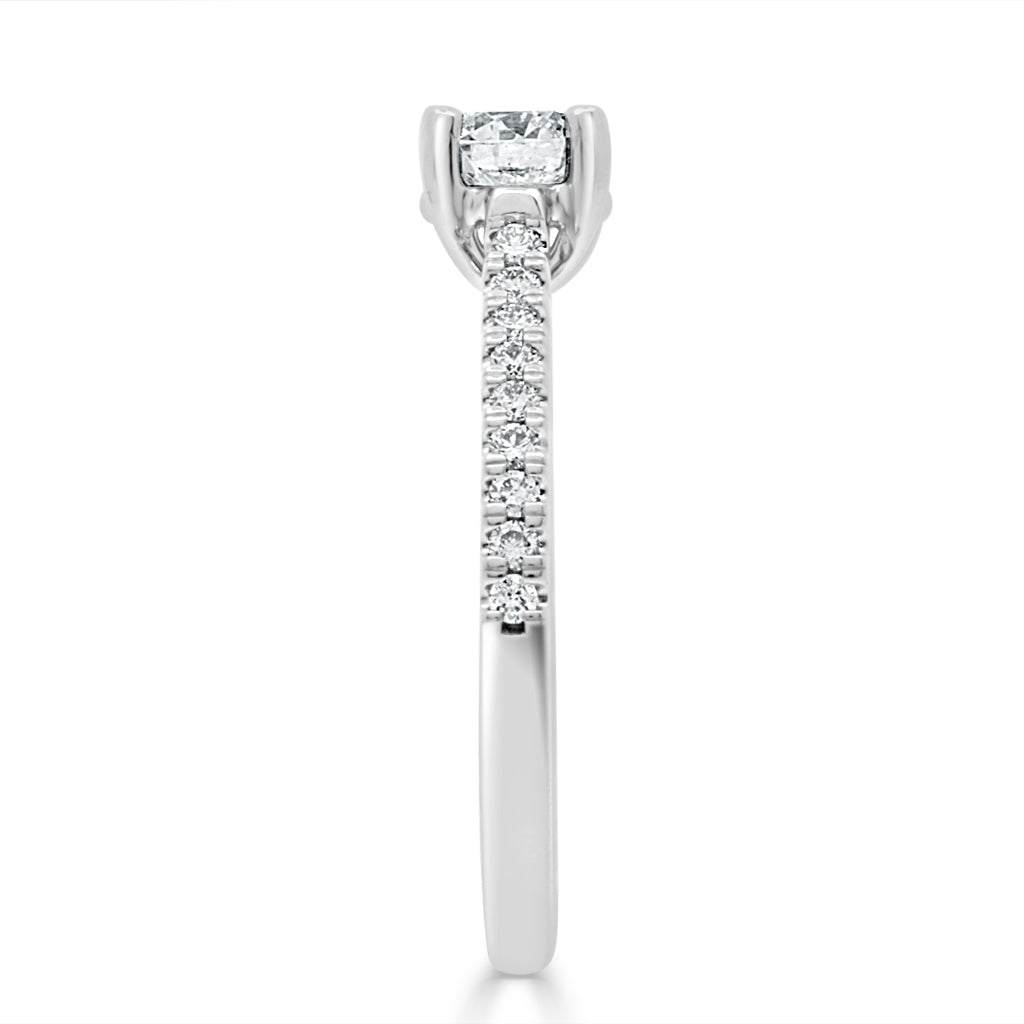 Castell  Set Diamond Ring in white gold laying flat upright end view