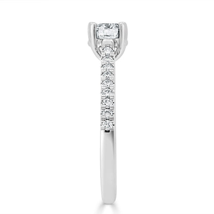 Castell  Set Diamond Ring in white gold laying flat upright end view