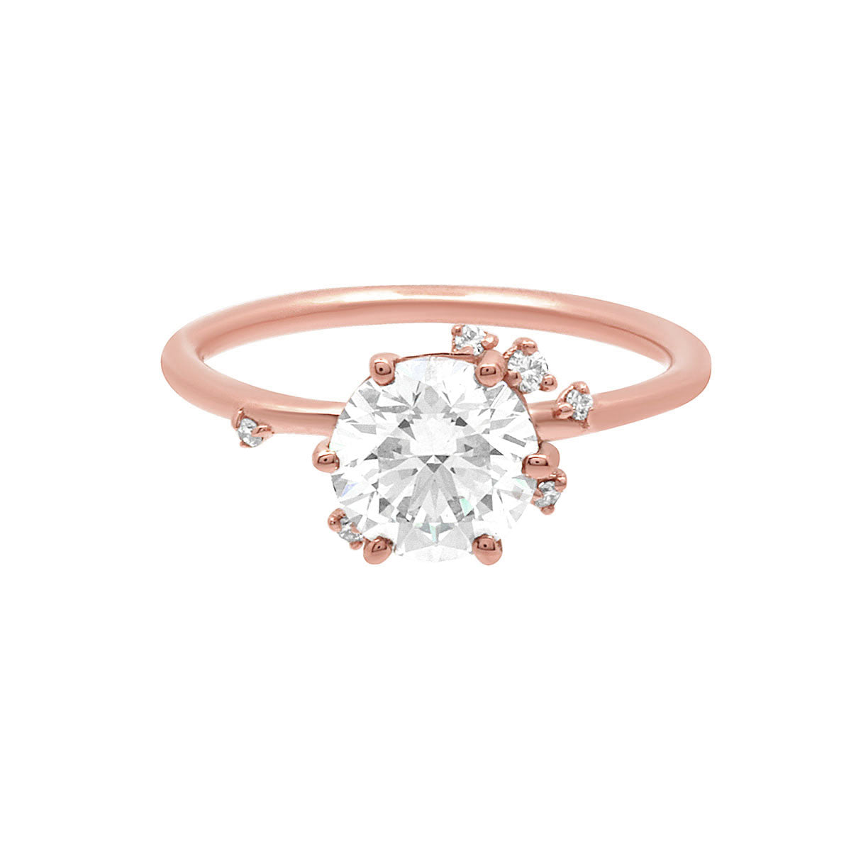 Made To Order Engagement ring in rose gold laying flat