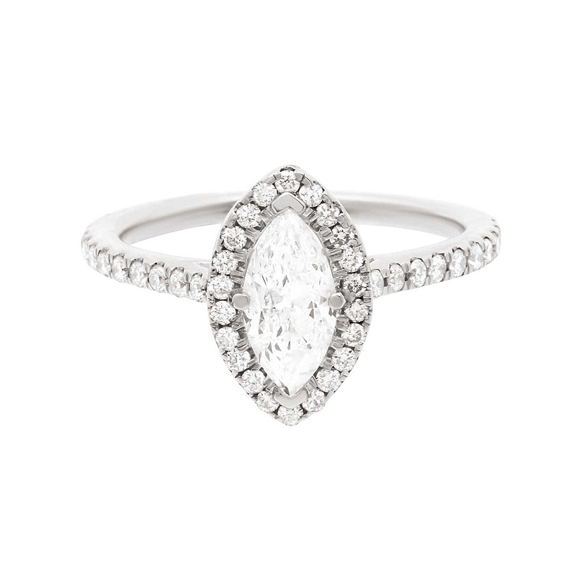 Marquise Cut Halo Diamond Engagement Ring with Platinum Band - 'Harriot Marquise'