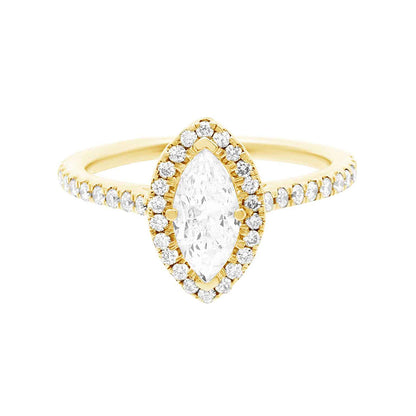 Marquise Halo Engagement Ring in yellow gold