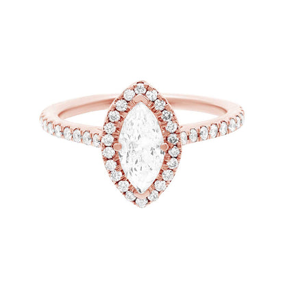 Marquise Halo Engagement Ring in rose gold