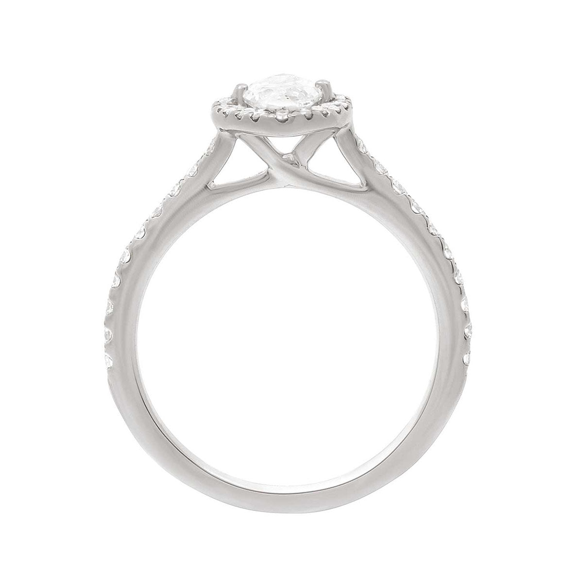 Marquise Halo Engagement Ring in White Gold Standing upright
