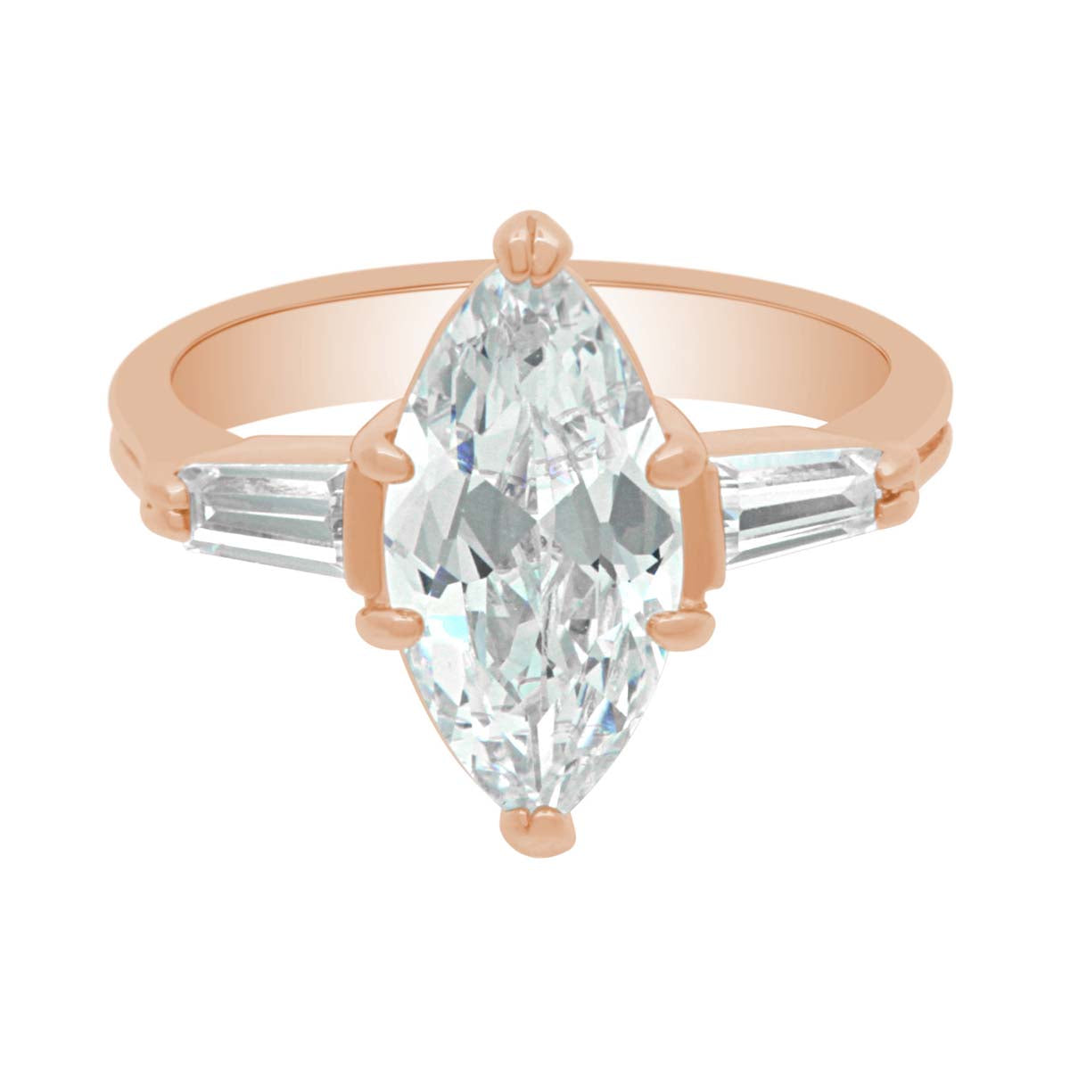 Marquise with Baguettes Diamond Ring in rosegold