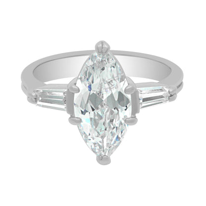 Marquise with Baguettes Diamond Ring in white gold