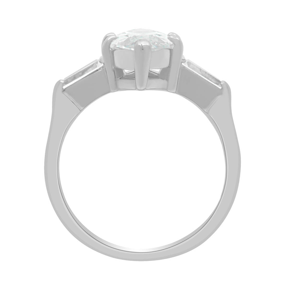 Marquise with Baguettes Diamond Ring in white gold in upright position