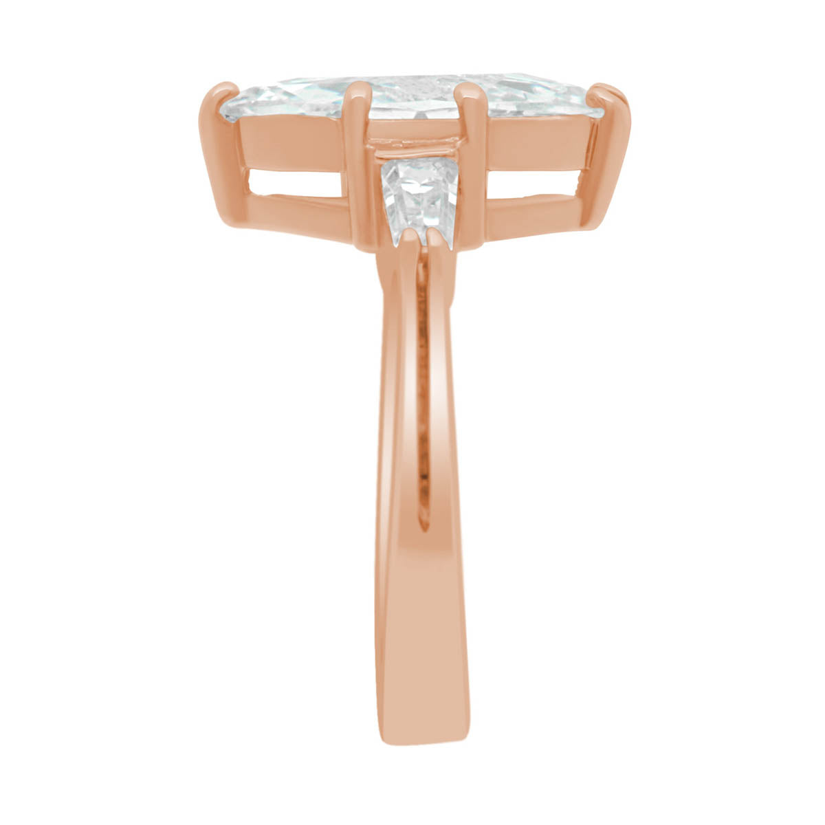 Marquise with Baguettes Diamond Ring in rosegold in end view position