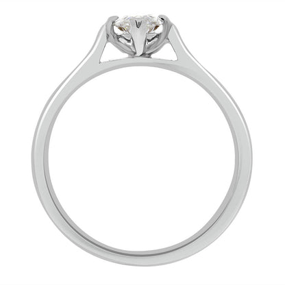 Marquise Solitaire Engagement Ring made from white gold standing vertical