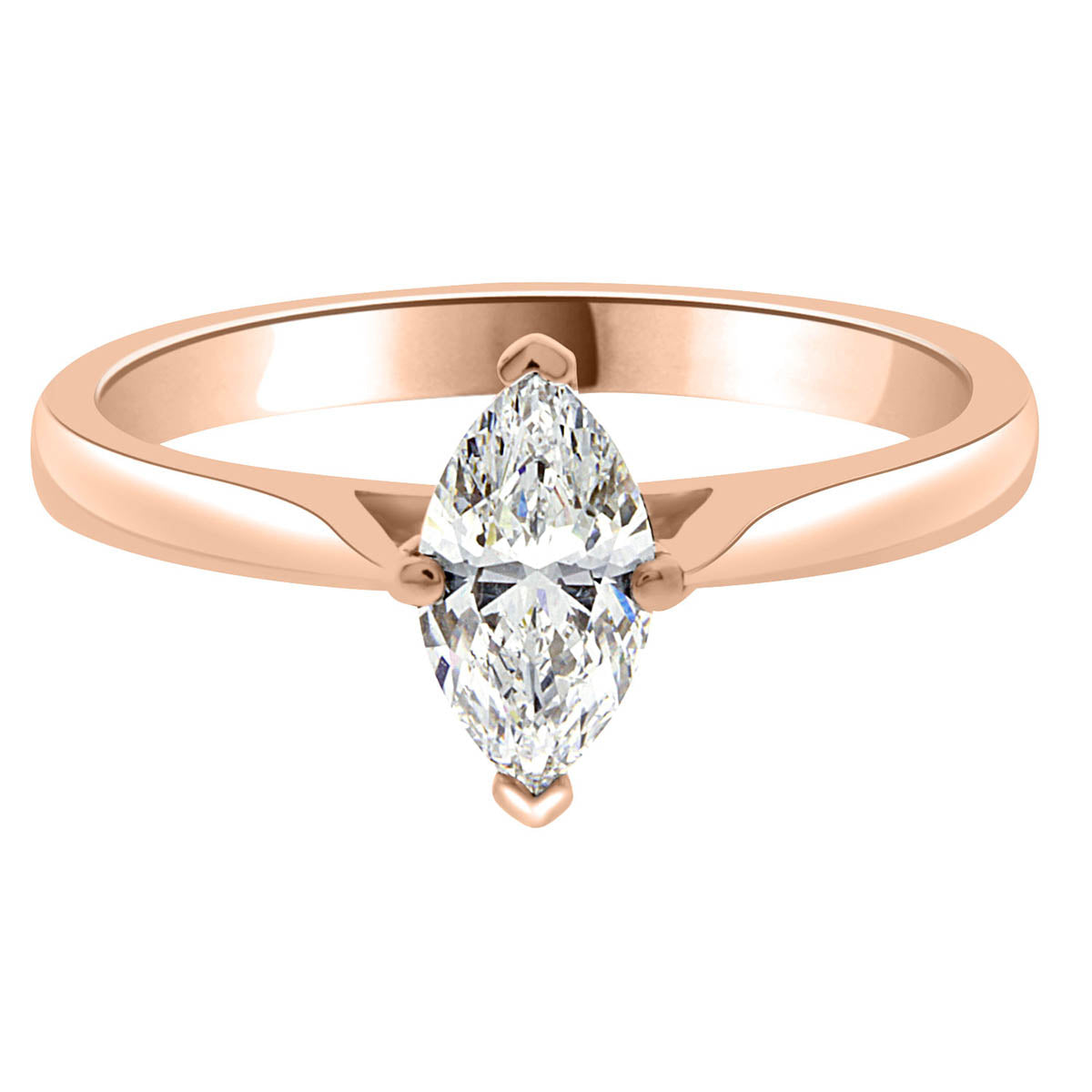 Marquise Solitaire Engagement Ring made from rose gold