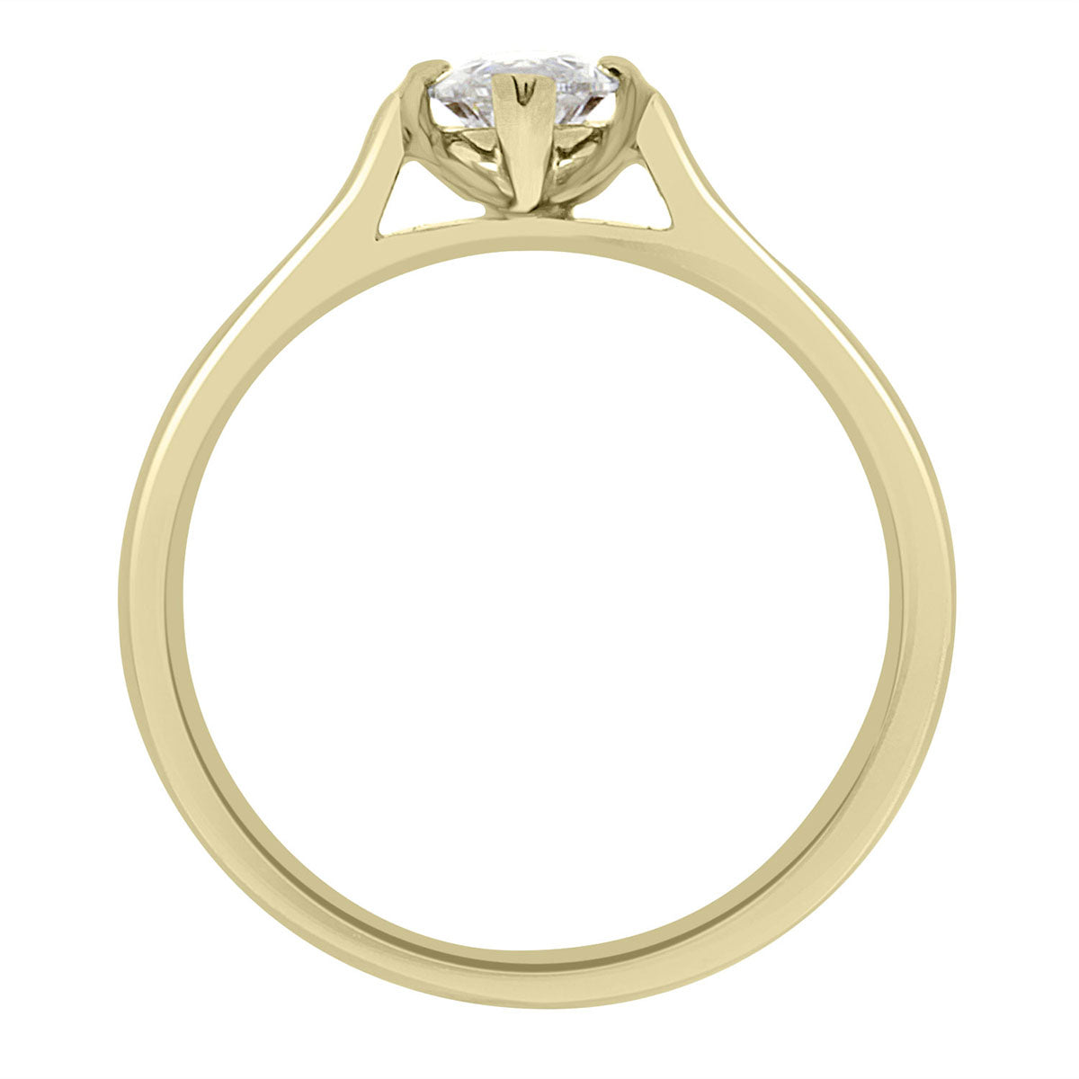 Marquise Solitaire Engagement Ring made from yellow gold standing upright